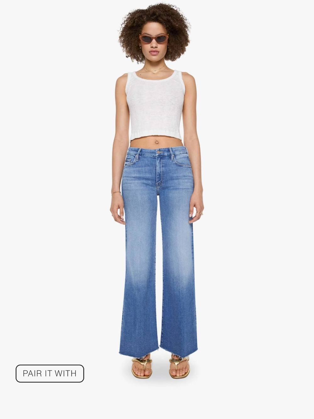 MOTHER Wide-Leg Jeans in Light Blue Ombre Wash